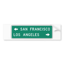 San Francisco Los Angeles Highway Sign Bumper Sticker