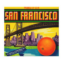 San Francisco Orange Label Gallery Wrap Canvas