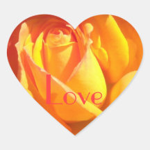 San Francisco Rose Orange "Love! Flowers!" Heart Heart Sticker