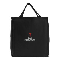 SAN FRANCISCO, SF BLACK TOTE embroidered bags by edem13 SAN FRANCISCO, SF BLACK TOTE embroidered bags