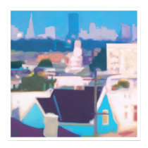 San Francisco Skyline (blue) posters