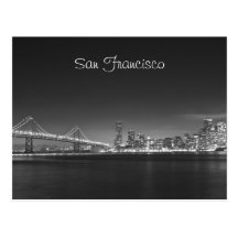 San Francisco Skyline Night Photo Postcard