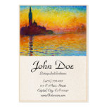 San Giorgio Maggiore at Dusk Claude Monet Business Cards