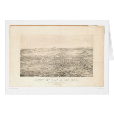 San Jose, CA. Panoramic Map 1869 (1559A) Note Card