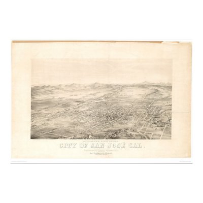 San Jose, CA. Panoramic Map 1869 (1559A) Print