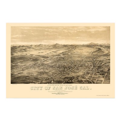 San Jose, CA Panoramic Map - 1869 Print