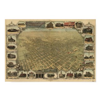 San Jose California 1901 Panoramic Map print