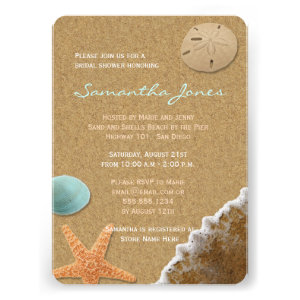 Sand and Shells Beach Bridal Shower Personalized Invites