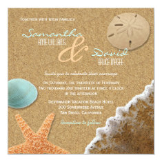   Sand and Shells Beach Square Wedding Invitation 5.25
