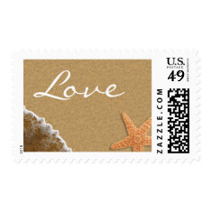   Sand and Shells Beach Theme Love Postage Stamps