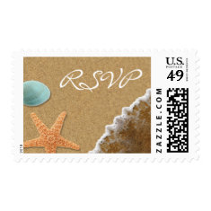   Sand and Shells Beach Theme RSVP Postage Stamps