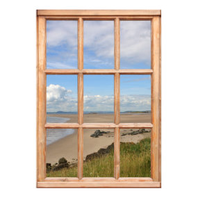 Sand Beach, Sea, and Sky View from a Window print