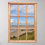 Sand Beach, Sea, and Sky View from a Window Print
