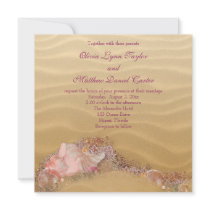 Sand Beach Seashells Beach Wedding Custom Invite