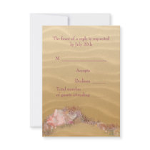 Sand Beach Seashells Beach Wedding RSVP Personalized Announcement