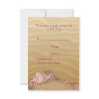 Sand Beach Seashells Beach Wedding RSVP invitation