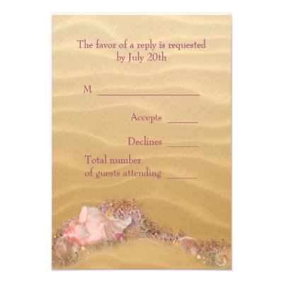 Sand Beach Seashells Beach Wedding RSVP Personalized Announcement