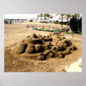 Sand  castle art on Marbella beach posters