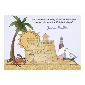 Sand Castle Beach Party Invitation