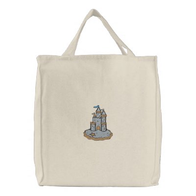 Sand Castle Tote Embroidered Bags by silly_strings