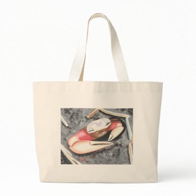 Sand Crab Painting, canvas bag by Cherylsart