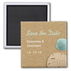   Sand-dollar and Shell Beach Theme Save the Date Fridge Magnet