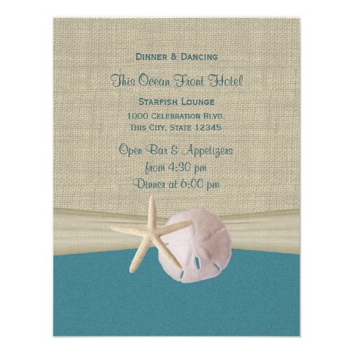 Sand Dollar and Starfish Burlap Reception Announcement