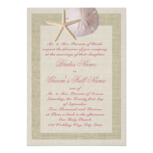 Sand Dollar and Starfish Rustic Custom Invites