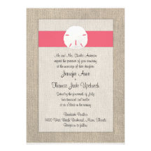 Sand Dollar Beach Wedding Invitation - Coral