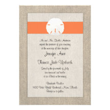 Sand Dollar Beach Wedding Invitation - Orange