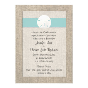 Sand Dollar Beach Wedding Invitation - Turquoise