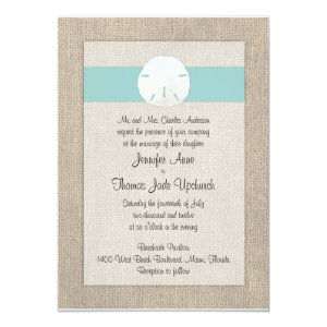 Sand Dollar Beach Wedding Invitation - Turquoise 5