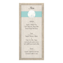 Sand Dollar Beach Wedding Menu Invites