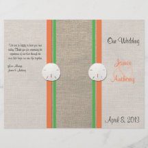 Sand Dollar Beach Wedding Program - Orange & Green Custom Flyer
