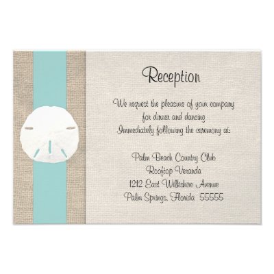 Sand Dollar Beach Wedding Reception Invitation Car