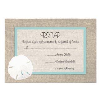 Sand Dollar Beach Wedding RSVP card Personalized Invitation