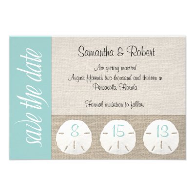 Sand Dollar Beach Wedding Save the Date Personalized Invitation