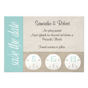 Sand Dollar Beach Wedding Save the Date Personalized Invitation