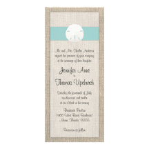 Sand Dollar & Burlap Beach Wedding Invitation