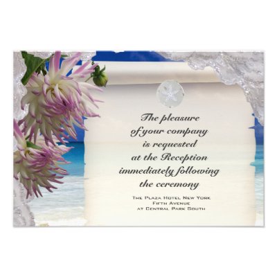 Sand Dollar & Lace Tropical Reception Card Custom Invitation