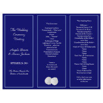 Sand Dollar Navy Tri-Fold Wedding Program Template Letterhead