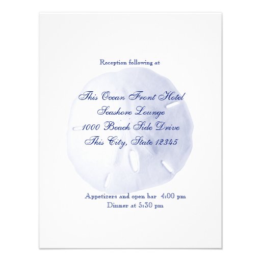 Sand Dollar Royal Blue Wedding Reception Personalized Announcement