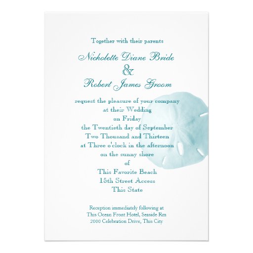 Sand Dollar Turquoise Wedding Announcements