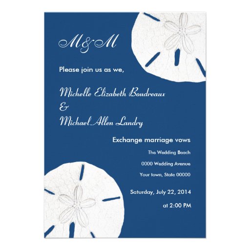 Sand Dollar Wedding Monaco Blue Wedding Card