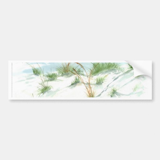 Sand dunes beach seascape nautical watercolor art bumper stickers