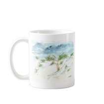 Sand dunes beach seascape nautical watercolor art coffee mug