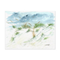 Sand dunes beach seascape nautical watercolor art postcards by dereklovessheila Sand dunes beach seascape nautical watercolor art postcards