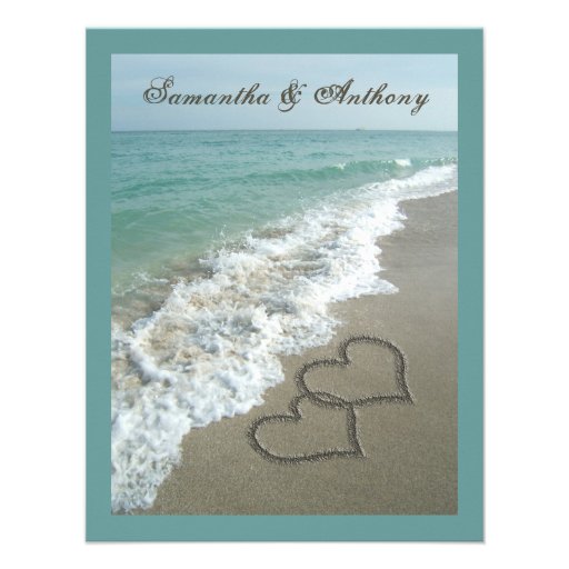 Sand Hearts~ Beach Destination Wedding Invitation