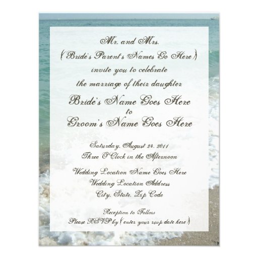 Sand Hearts~ Beach Destination Wedding Invitation