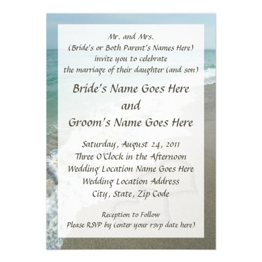 Sand Hearts Initials, Beach Destination Wedding Personalized Announcement